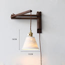 LED-Wandleuchte Retro Japanisch Teleskopisch aus Messing und Glas