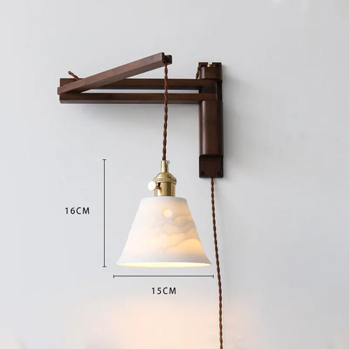 LED-Wandleuchte Retro Japanisch Teleskopisch aus Messing und Glas