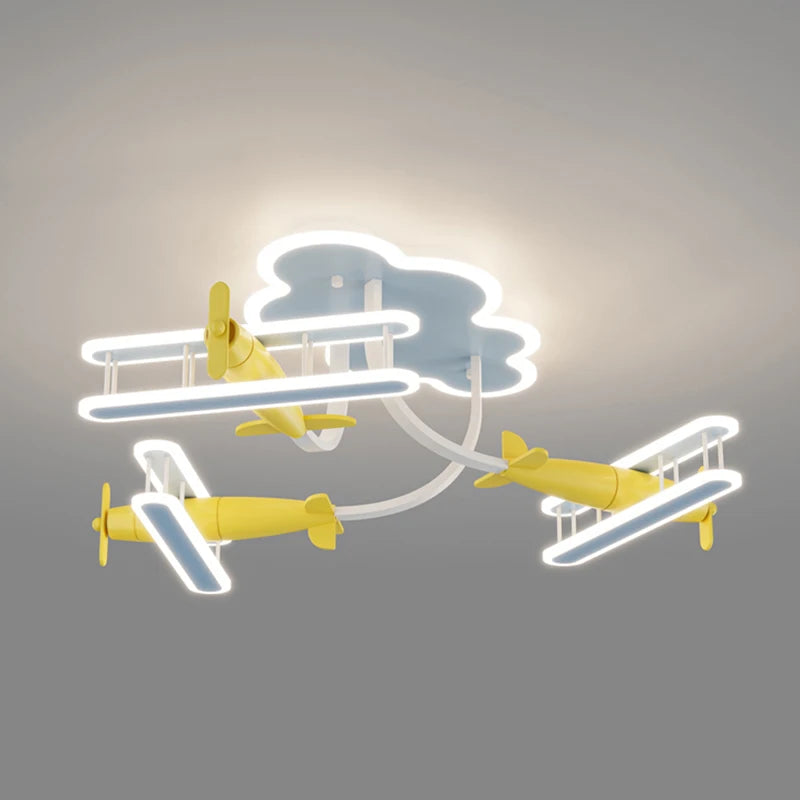 lustre d'avion dessin animé pour enfants avec télécommande - vue 4 sur 10