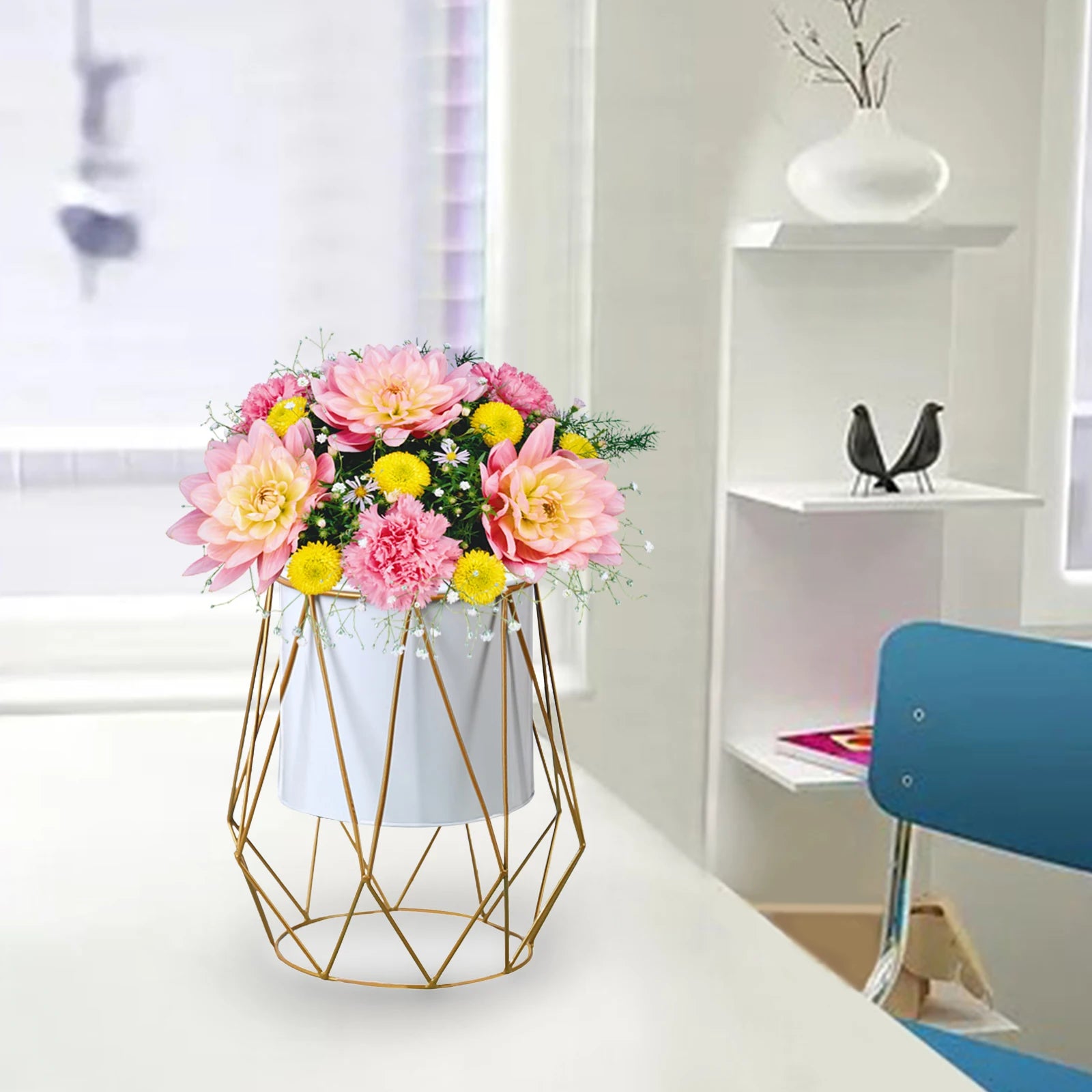 support en métal pour jardinière pot de fleurs vase antirouille - vue 6 sur 10