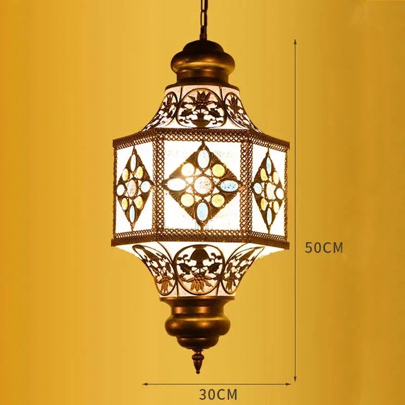 lustre suspendu asiatique décoratif pour intérieur bohème - vue 16 sur 18