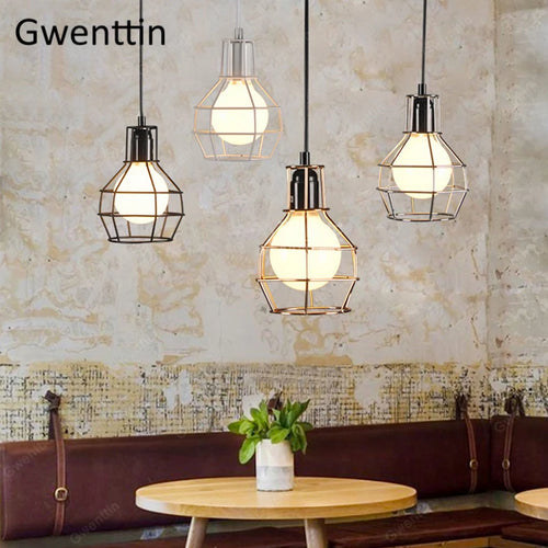 Pendelleuchte aus Eisen im Käfig-Design für moderne und Retro-Inneneinrichtung - vue 3 sur 11