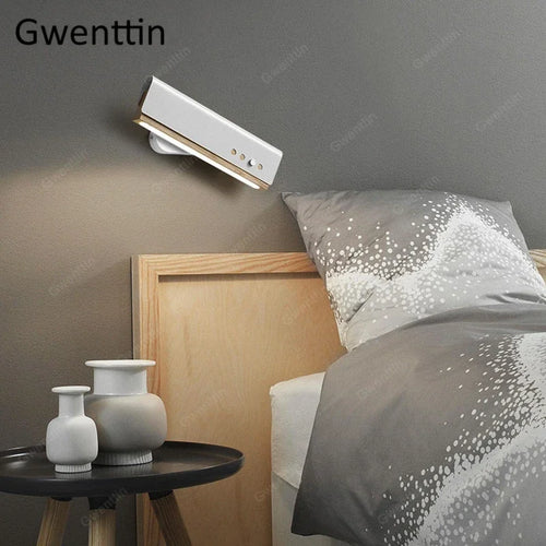 applique murale en bois avec bandes décoratives et led - vue 3 sur 9