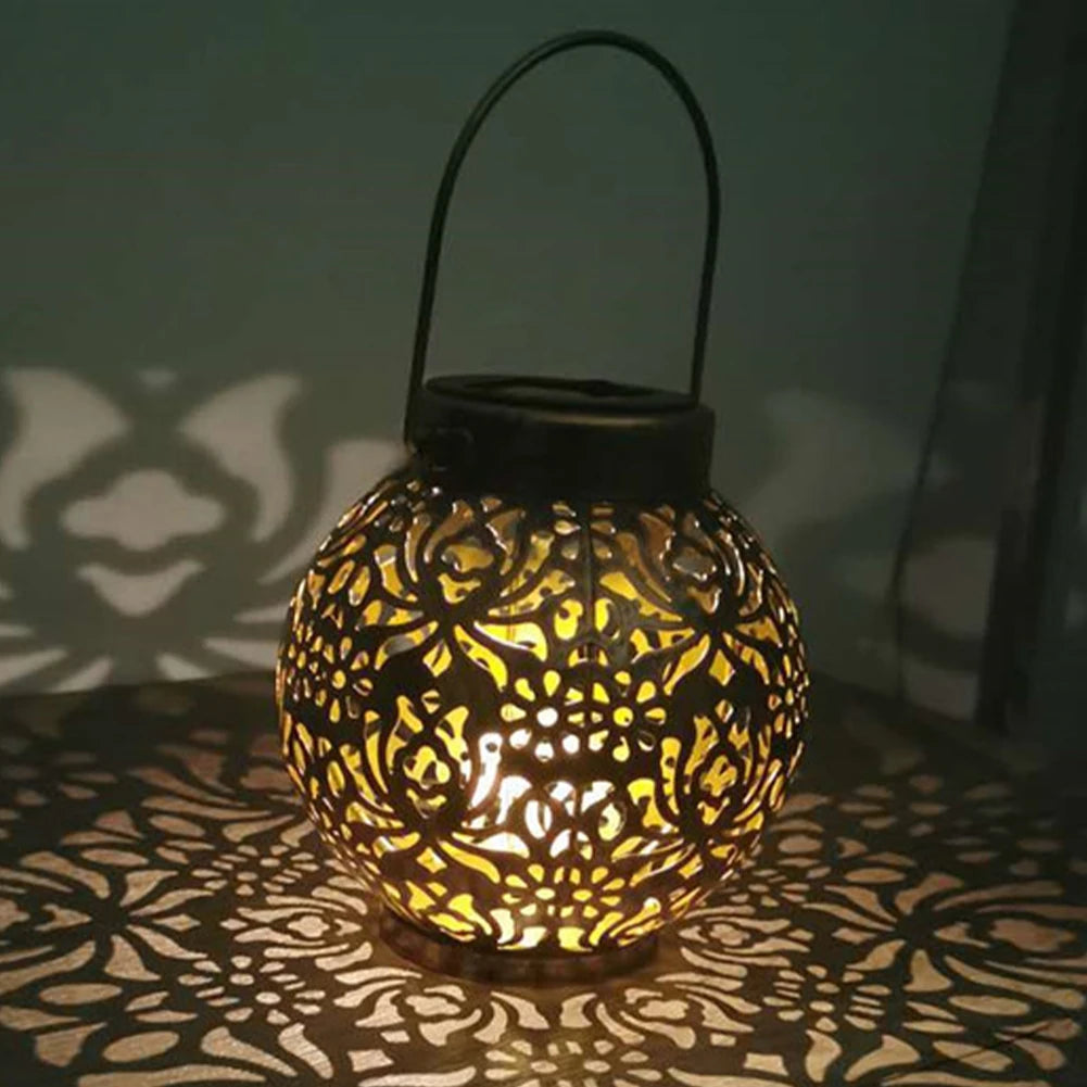 lampes solaires rondes en métal pour jardin décoratif - vue 5 sur 7