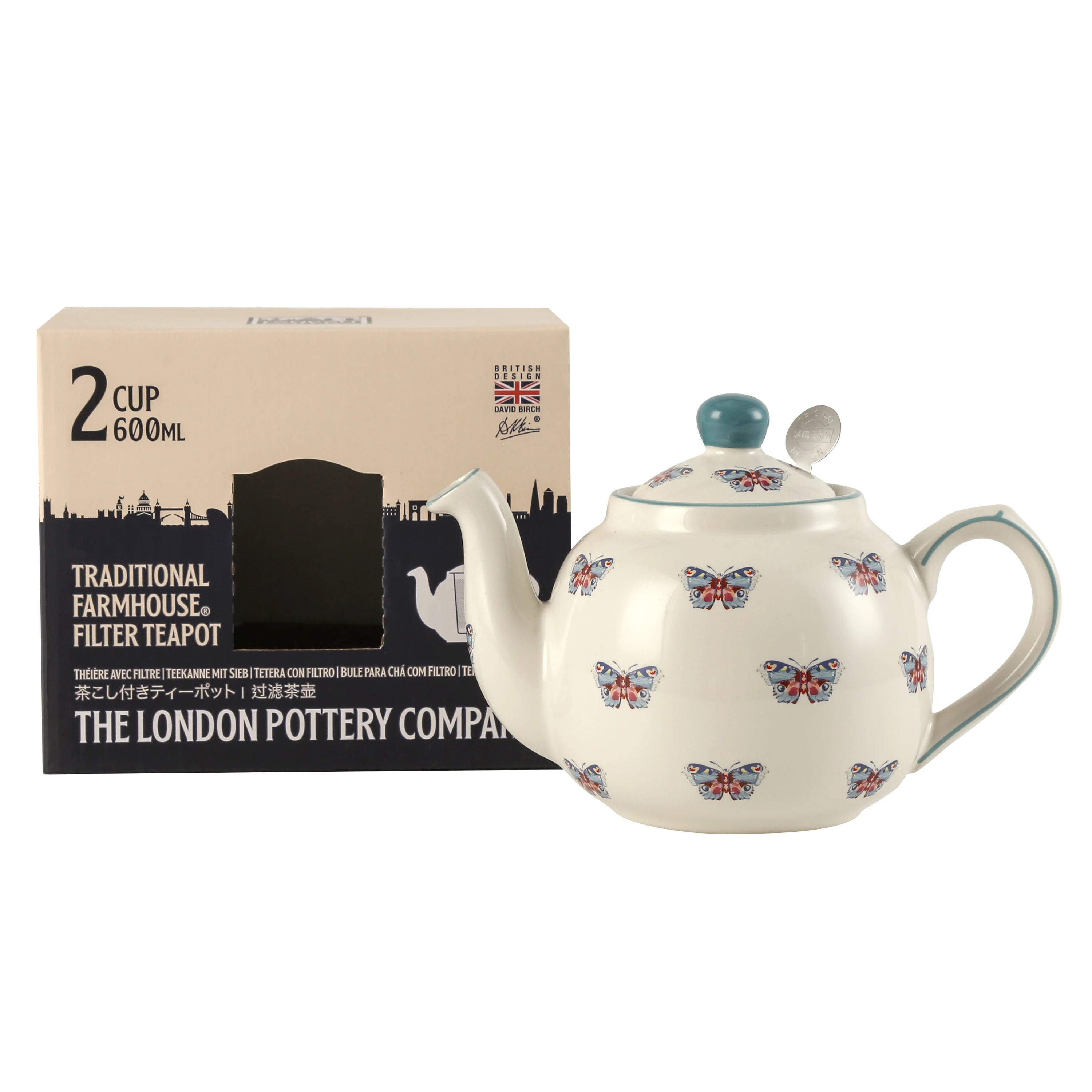 Théière céramique motif papillon animaux avec infuseur 500ml - vue 2 sur 5