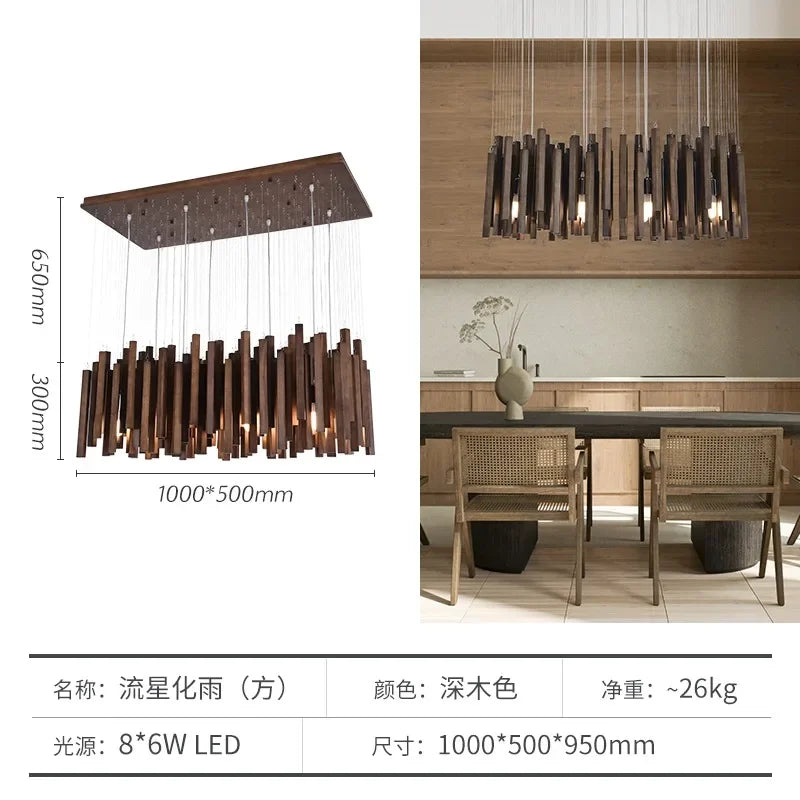 Chinesischer Restaurant-Kronleuchter aus Massivholz - vue 12 sur 16