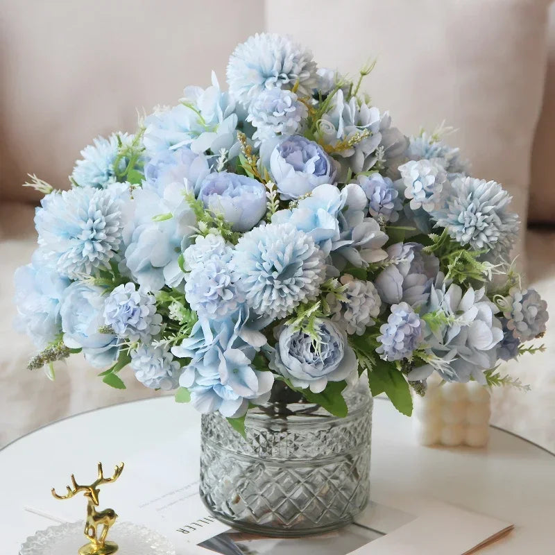bouquet d'hortensias de pivoines artificielles pour décoration festive - vue 6 sur 11