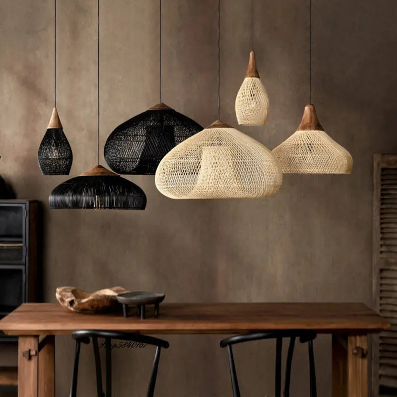 Suspension vintage d'Asie du Sud-Est Lampes en rotin de haute qualité Salle à manger Restaurant Cuisine Luminaires Loft Luminaires - vue 2 sur 27