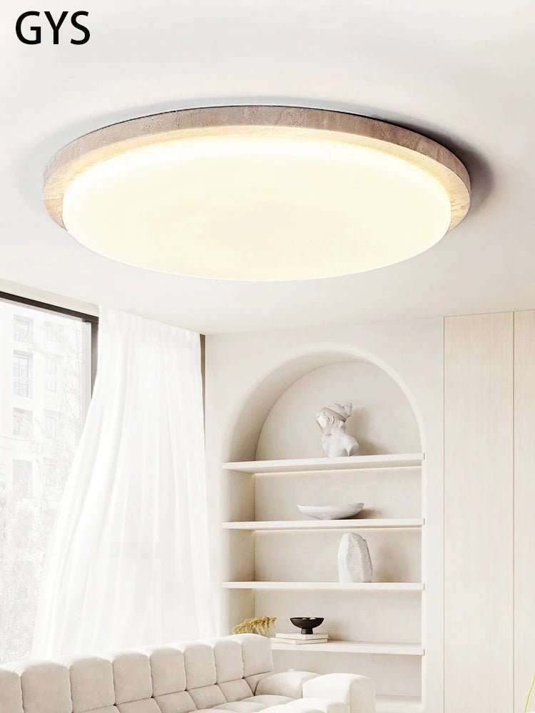 plafonnier led style wabi-sabi japonais en pierre de grotte - vue 6 sur 9