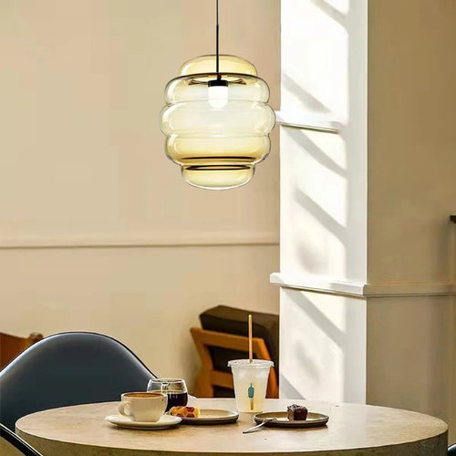 Pendelleuchte aus klarem Glas für Restaurant mit verstellbarem Kabel - vue 2 sur 12