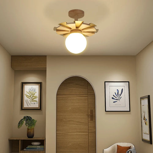 Nordische Wandleuchte aus Holz mit schwenkbarem Arm und LED - vue 5 sur 7