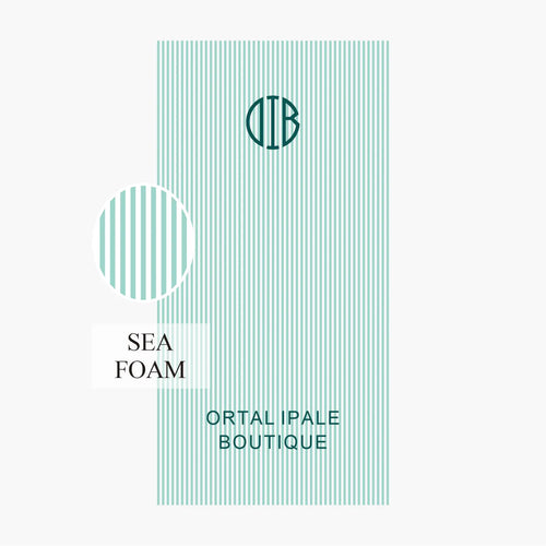 serviette de plage personnalisée rayures monogramme style preppy