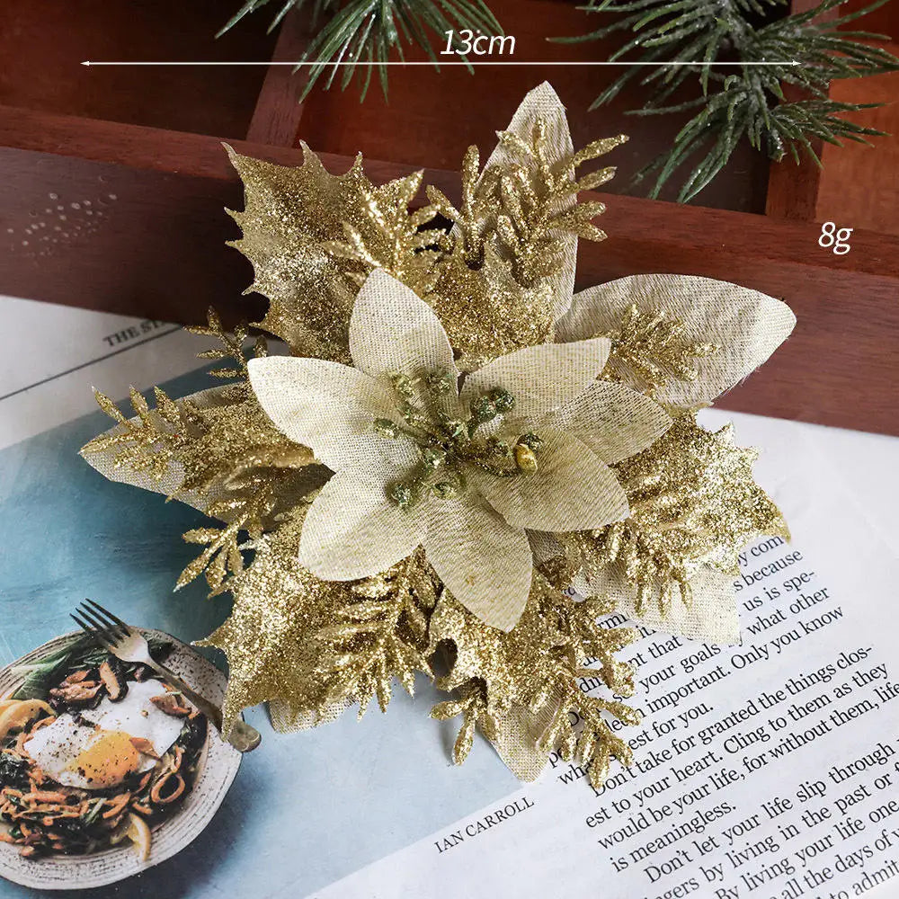décoration suspendue fleur pailletée pour arbre de noël - vue 32 sur 34