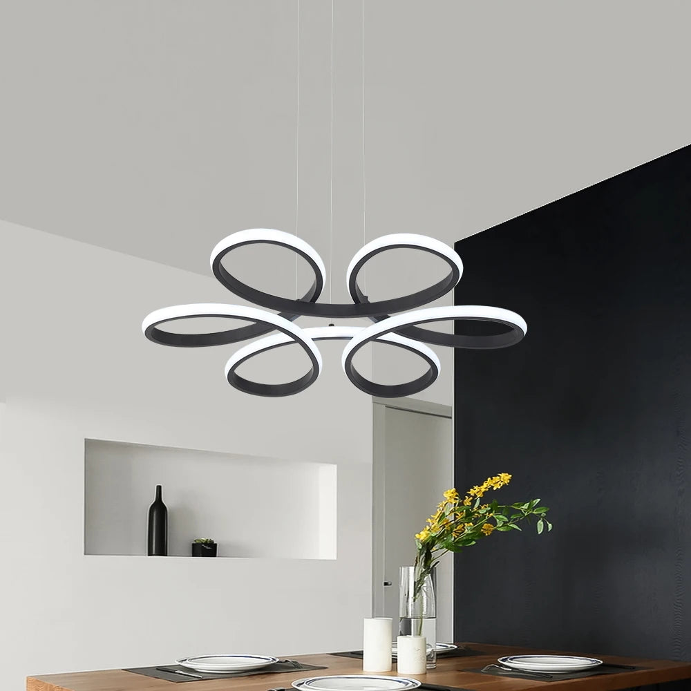 lustre moderne en aluminium acrylique led avec télécommande réglable - vue 5 sur 10