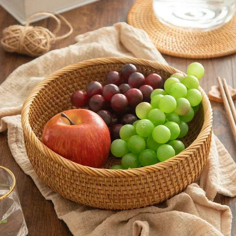panier de rangement tissé à la main en rotin pour cuisine et pique-nique - vue 6 sur 22