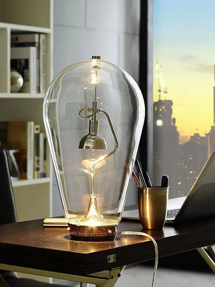 lampe de bureau vintage en verre style industriel tactile - vue 4 sur 8