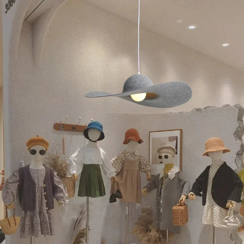 Felt Pendant Lamps Nordic Hat Chandelier Ceiling Hanging Light for Living Dining Room Bedroom - vue 3 sur 12