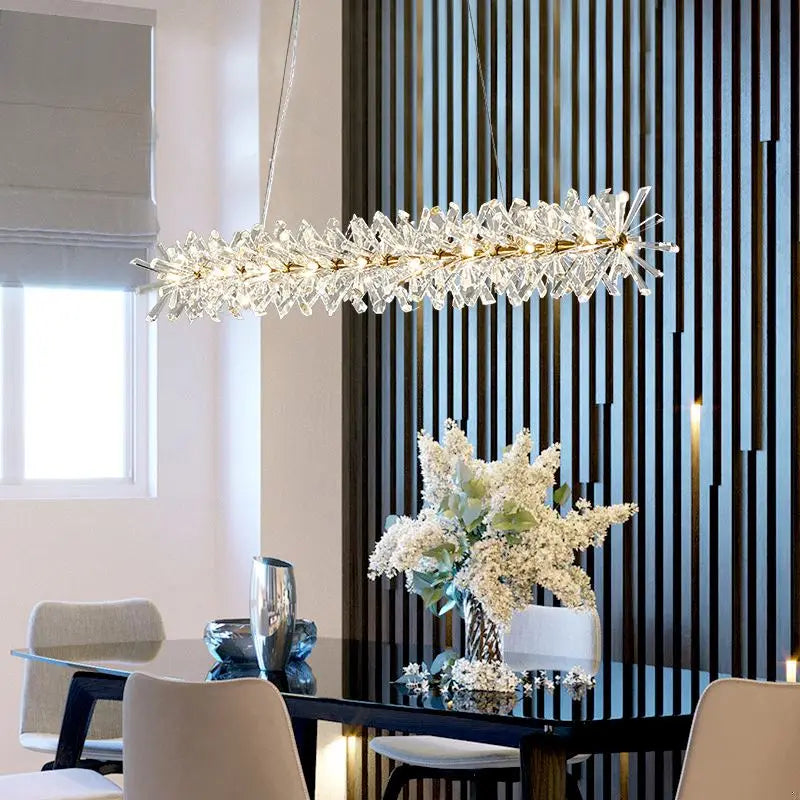 lustre en cristal fleur luminaire de luxe avec anneaux ronds - vue 4 sur 16