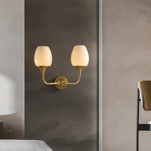 Postmoderne Wandleuchte aus Kupfer mit minimalistischem nordischem LED-Licht - vue 6 sur 8
