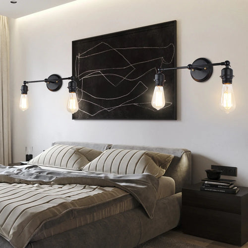 applique murale vintage noir led 2 têtes