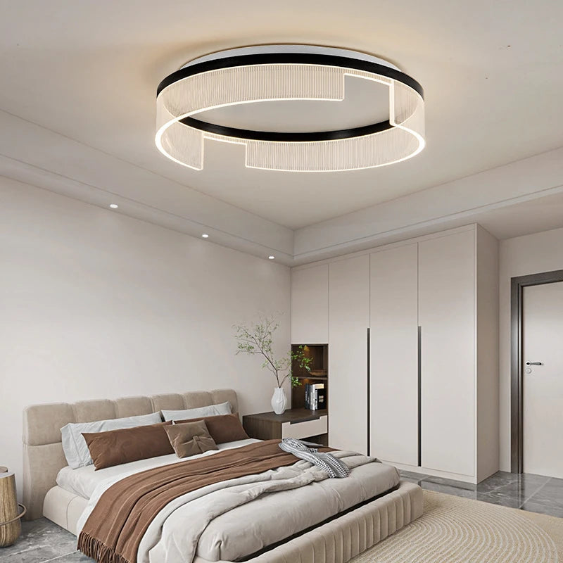 plafonnier led moderne rond en métal et acrylique pour intérieur