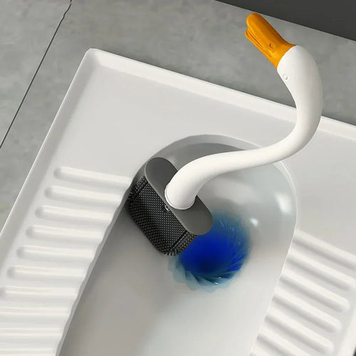 Goose Shape Toilet Brush - Wall-Mounted Corner Cleaner, Refillable Detergent, Funny Silicone TPR Brush, Bathroom Decor Accessory - vue 3 sur 7