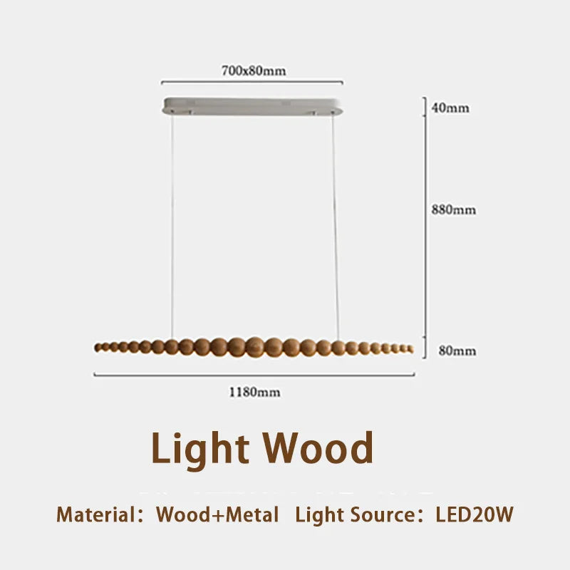 Moderne Pendelleuchte aus Holz LED-Langversion für Esstisch, Küche, Wohnzimmer und Büro - vue 9 sur 9