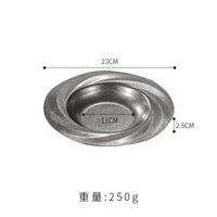 assiette inox style retro restaurant plat salade dessert