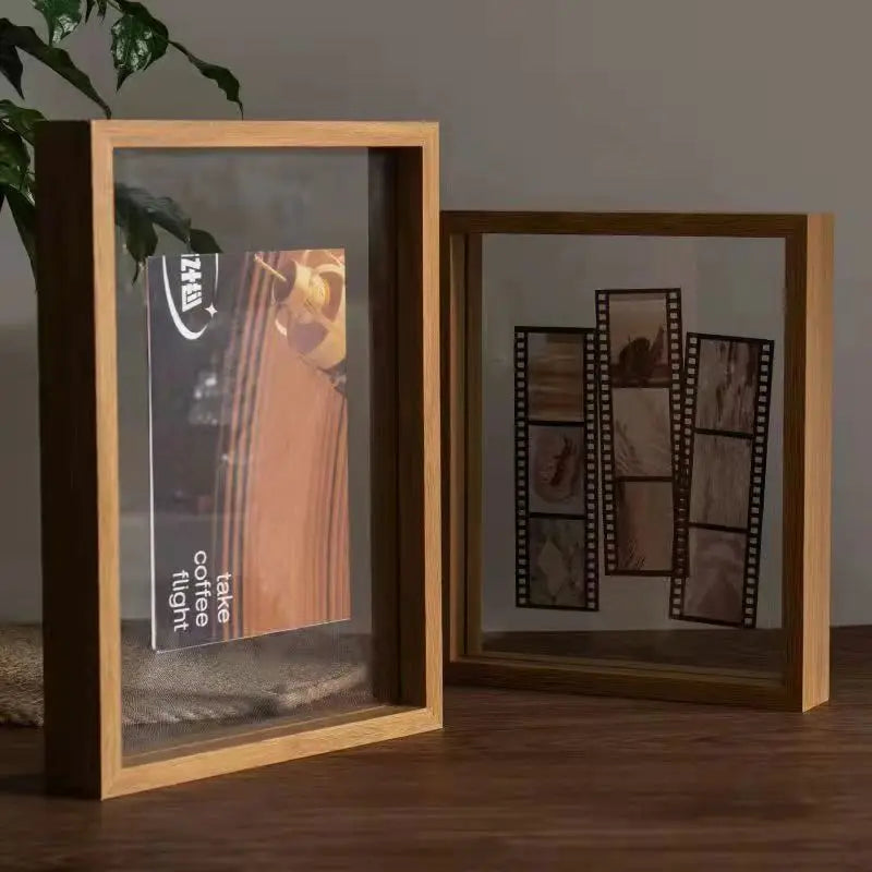 Classic Solid Wood Double-Sided Transparent Acrylic Photo Frame, Framing Photos, Specimens, Certificates, Paintings, Posters - vue 5 sur 9