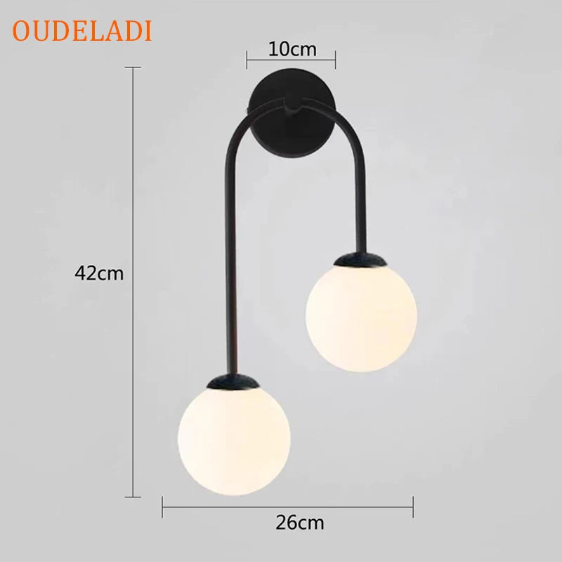 applique murale led boule verre intérieure moderne