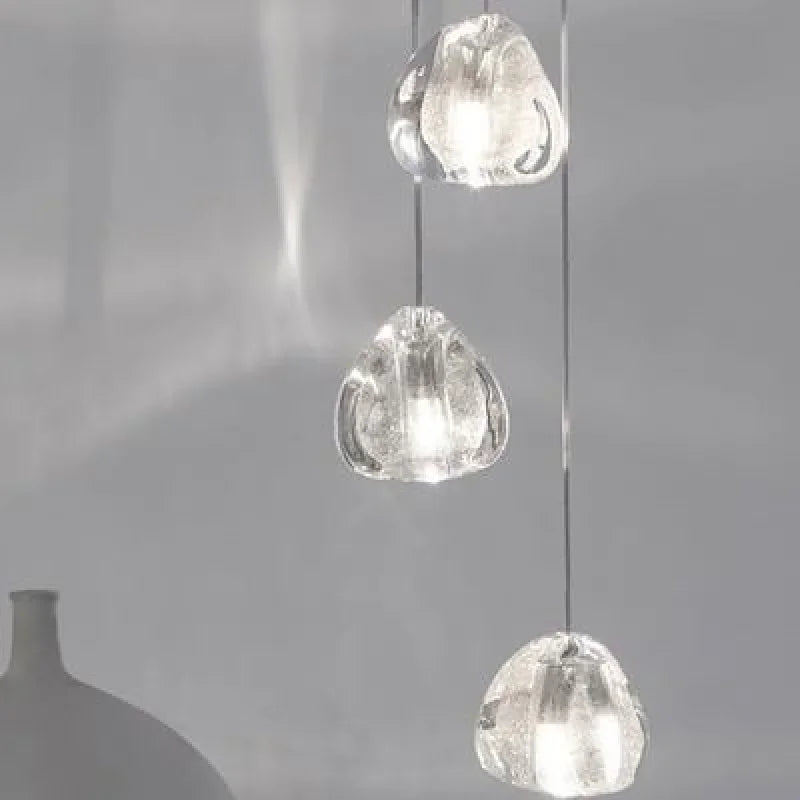 Suspension en cristal Duplex rotatif escalier Long lustre salon salle à manger lampe à main Villa Loft appartement lumière vide - vue 6 sur 6