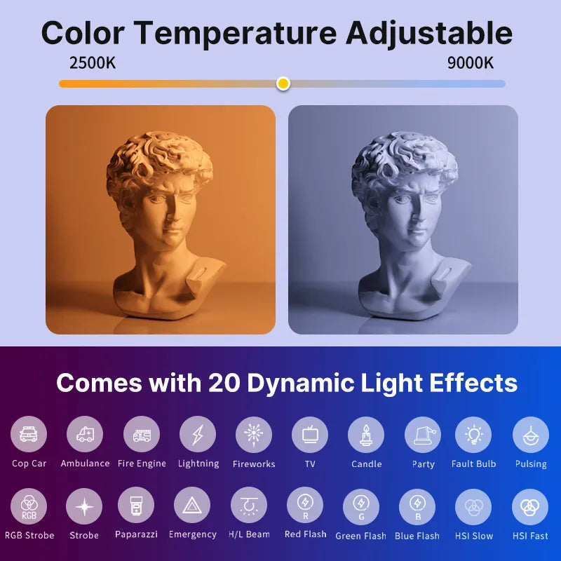 Ulanzi VL119 lampe de poche colorée RGB 19.68 pouces baguette de lumière LED portable CRI 95 + 2500 K-9000 K lampe de Studio de photographie - vue 4 sur 7