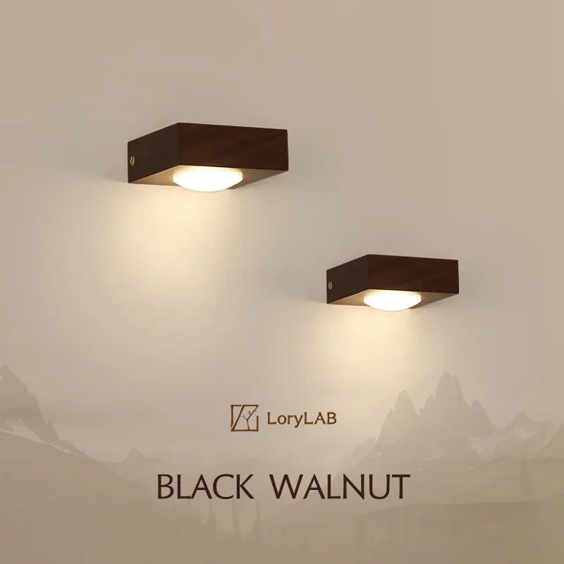 Walnut Wood Wall Light, Wabi-sabi Modern style, Wall Sconce lighting for Bedroom, Bedside, Living, Dining Room, Showcase - vue 2 sur 7