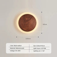 Applique murale LED nordique en noyer