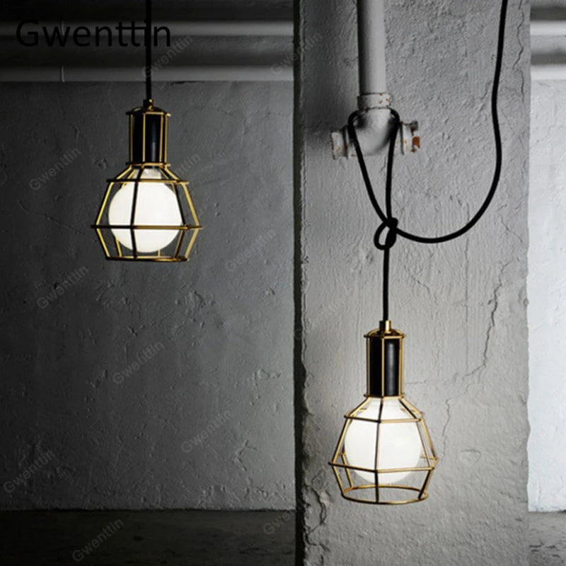 Pendelleuchte aus Eisen im Käfig-Design für moderne und Retro-Inneneinrichtung - vue 5 sur 11