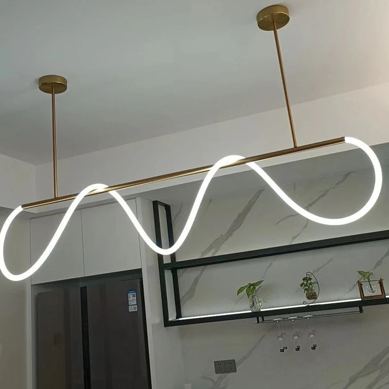 Modern minimalist hose LED restaurant chandelier used for kitchen, bar, hanging, lighting, and decorative lighting fixtures - vue 6 sur 21