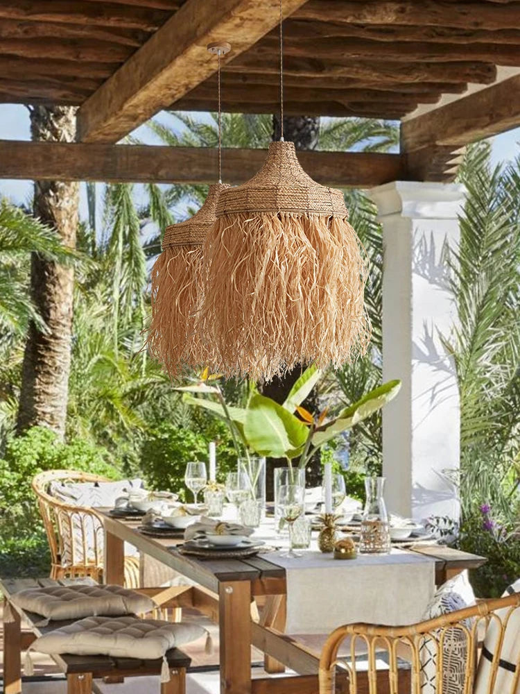 Design tissé à la main Wabi Sabi rotin herbe thaïlande japonais Simple naturel australie maison populaire lampes suspendues lumières