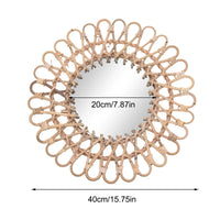 Wall Mirror, Round Wicker Rattan Decorative Mirror, Rustic Natural Rattan Wall Decor with Mounted Frame for Bathroom Hallway