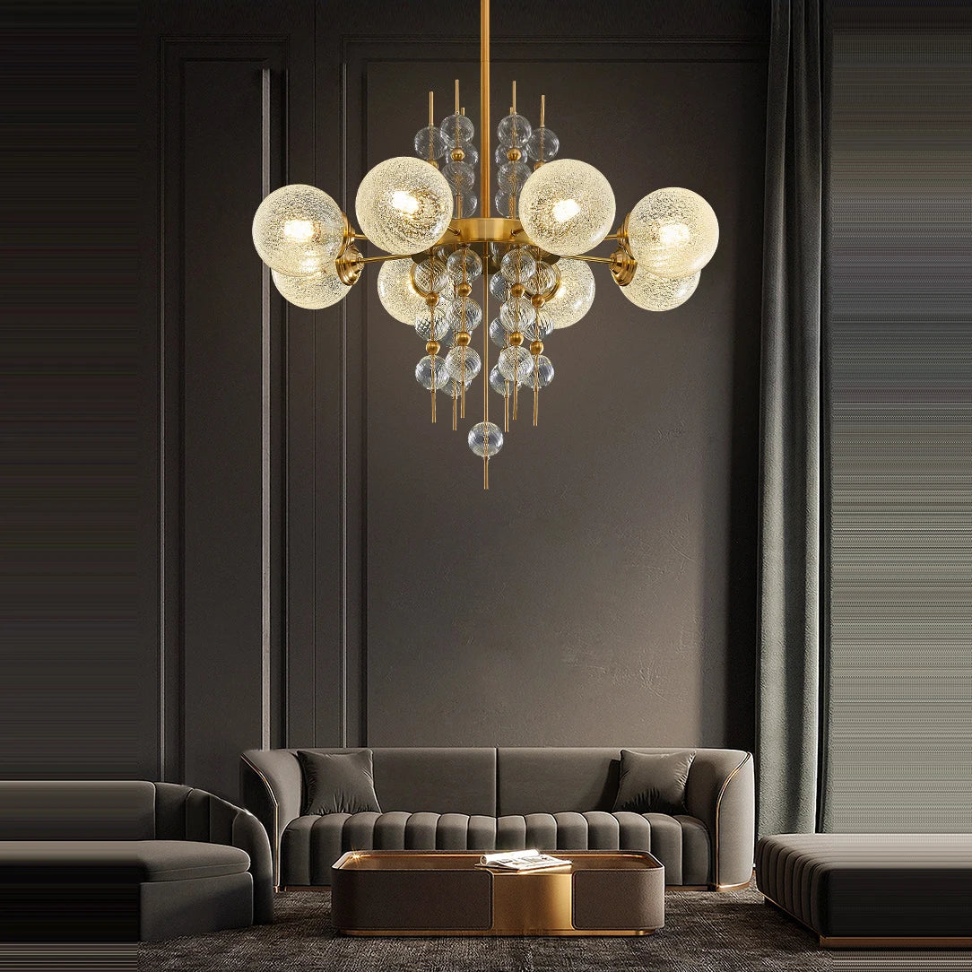 lustre à bulles classique en chrome doré tendance 2024 avec éclairage led - vue 6 sur 9