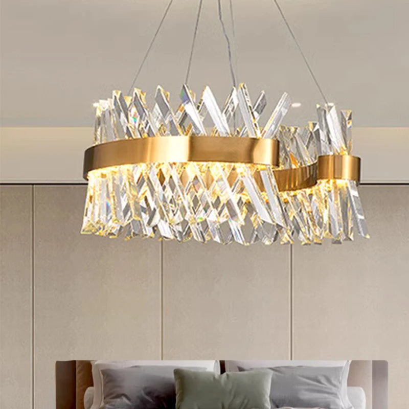 lustre en cristal lumineux suspension décorative pour intérieur - vue 4 sur 9