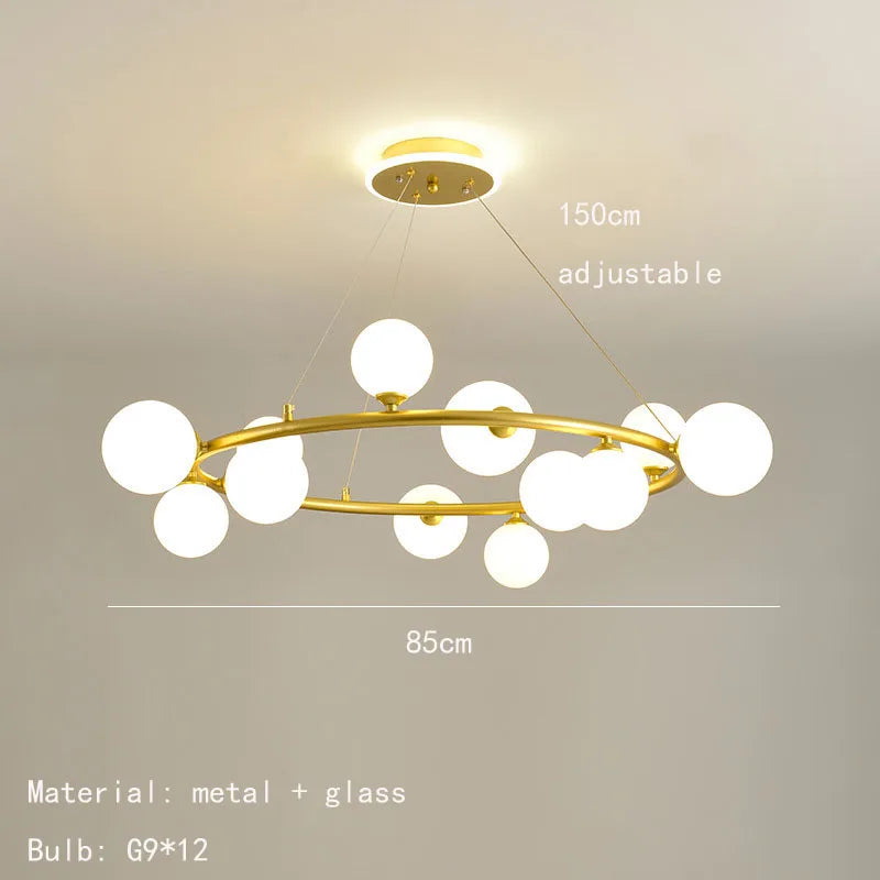 suspension nordique avec boule de verre et anneau mat réglable