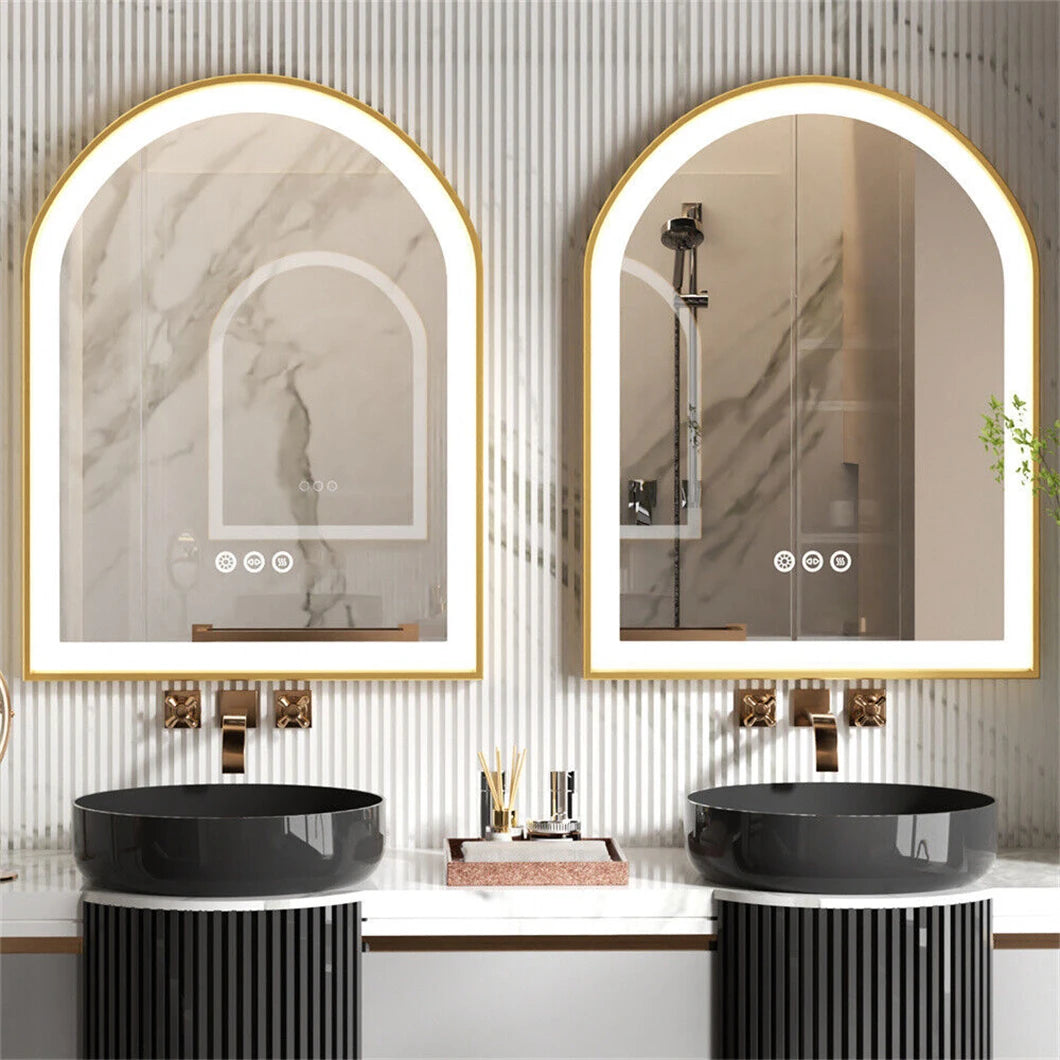 miroir mural à led doré anti-buée éclairage variable cadre en aluminium - vue 4 sur 6