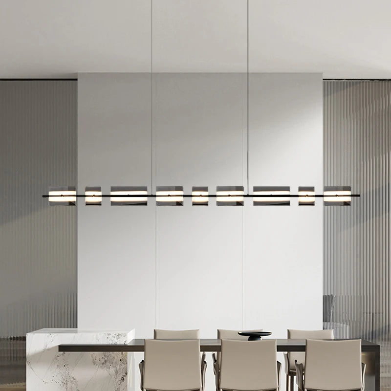 Minimalistischer italienischer Kronleuchter aus Kupfer und Glas modern - vue 2 sur 8