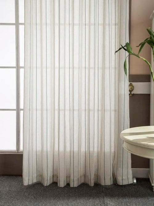 Rideau rayé style européen translucide pour salon chambre