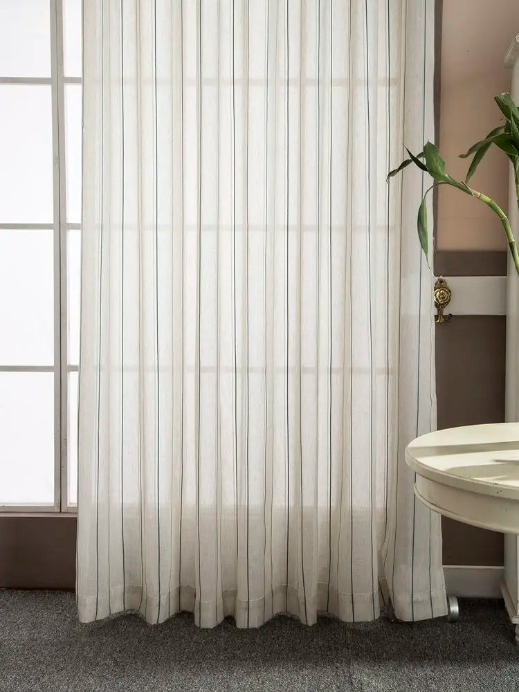Rideau rayé style européen translucide pour salon chambre