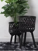 pot de fleurs en rotin tissé à la main pour plantes vertes