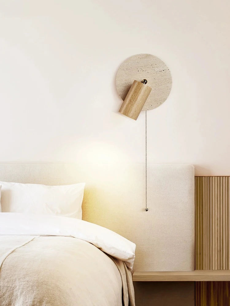 Lampe de lecture ronde en pierre à côté de mur Led - vue 4 sur 7
