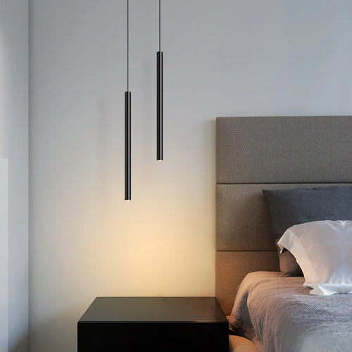 Moderne LED-Pendelleuchte mit langem Tubus für luxuriöse Innendekoration - vue 6 sur 30
