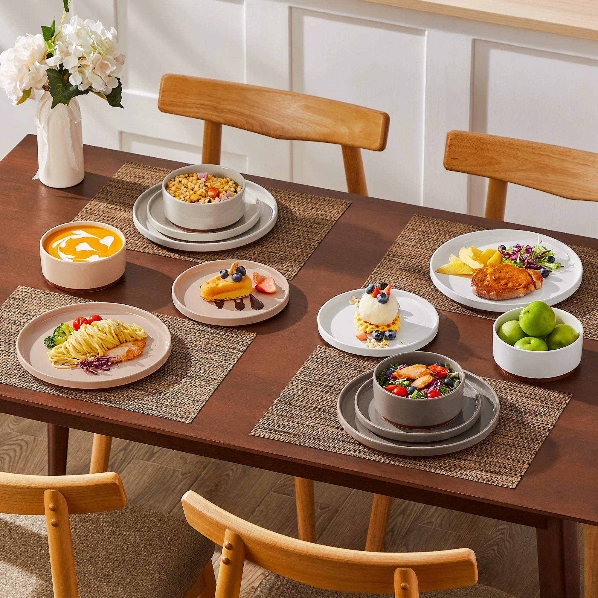 Service table porcelaine malacasa leah bord relevé - vue 6 sur 7