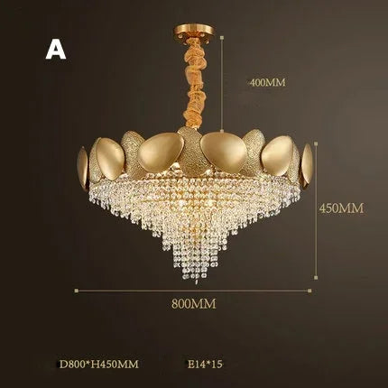 lustre moderne en cristal pampilles et acier inoxydable - vue 11 sur 16